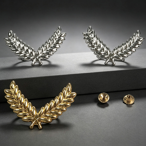 Ensemble de badges couronne de laurier en métal, forme en V, à coudre, badges de mode sans nickel, moulage sous pression, couleur unie, application classique pour vêtements - Product Image 3