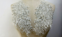 Applique en dentelle à strass en verre tridimensionnelle, brodée à la main, 18 couleurs, pour robe de mariée, haute couture, bricolage, vêtements, diamant
