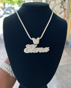 Ciondolo Hip-hop Ice-out al quarzo personalizzabile con nome, placcato oro 18k, con lettera, per ragazze - Product Image 5