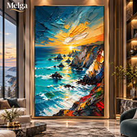 Grande Peinture Murale Paysage Forêt et Rivière, Arbre de Pin Vert, Rivière Turquoise, Peinture à l'Huile sur Toile pour Salon et Hôtel