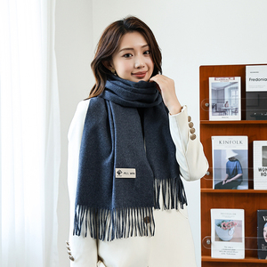 Solid <strong>Color</strong> Pure <strong>Wool</strong> Scarf for Female Winter <strong>Shawl</strong> with Bib Fringe Gift for Mother or Teacher Thickened and Warm