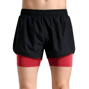 Short de sport d'été de haute qualité Logo personnalisé Double couche couleur assortie Fitness course et short de sport respirant pour hommes - Product Image 1
