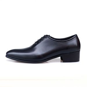 Modernos Zapatos Oxford Italianos de Hombre con Cordones, de Cuero de Grano Completo Pulido, con Punta en Pico y Aumento de Altura - Product Image 2