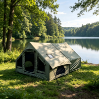 Tente gonflable quatre saisons avec armature diagonale, espace d'extension 6,3+6,3m, imperméable, respirante, portable, pour le camping en plein air
