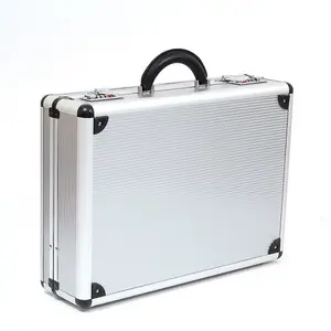 Silver Aluminum Combination Lock Organizer Attache Briefcase