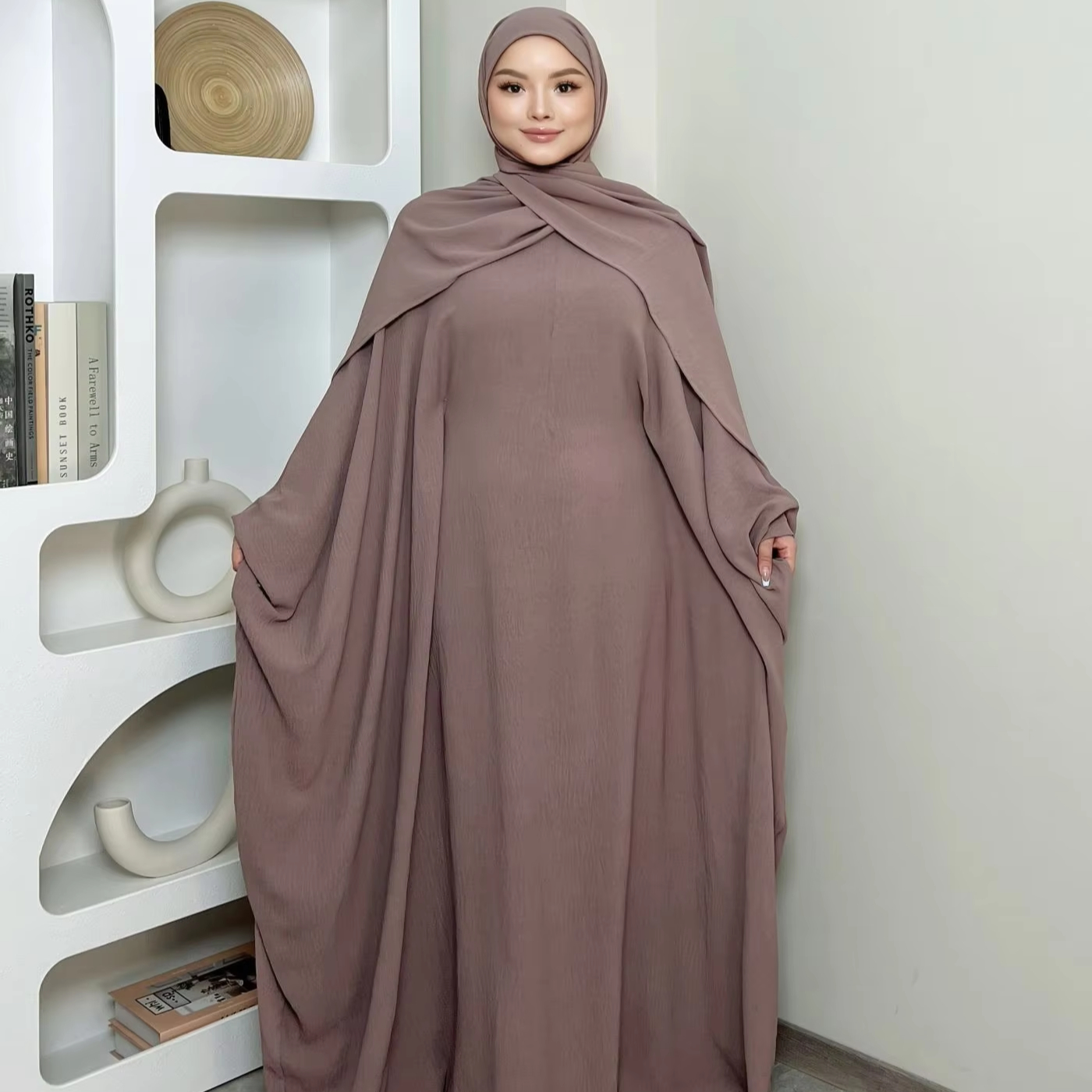 knee length dresses for ladies Abaya Dress Linen Due 15% OFF – MISK main image 1