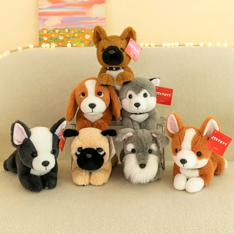 2024 Custom Dog Plush Toys Cute Simulation Puppy Kids Dolls Valentine's Day Holiday Gifts Soft Stuffed Animal Toys