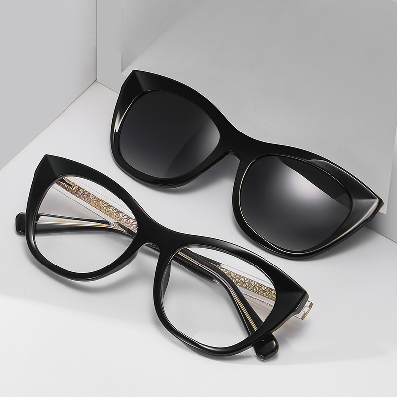 <strong>2026</strong> New Fashion Trend Cat Eye Polarized <strong>2</strong> <strong>in</strong> <strong>1</strong> Clip-on Glasses High-end Personalized Outdoor Driving Eyeglasses Myopia Glasses