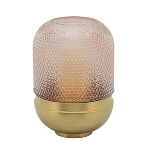 Textured Glass <b>Vase</b> With Metal Base Contemporary Flower <b>Vase</b> For Table Centerpiece Modern Accent Decor - Product Image 2