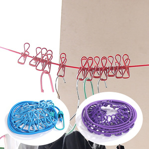 Travel-friendly portable retractable windproof clothesline with <b>clips</b>, 12 <b>clips</b> for drying socks and clothes. - Product Image 2