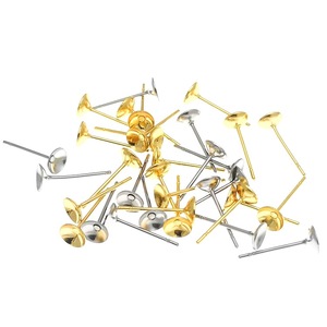 Stainless Steel Earring <b>Posts</b> <b>Round</b> Bowl Pin 316 For DIY Jewelry Making Accessories Gold And Silver Tone - Product Image 4