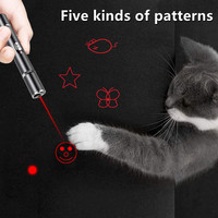 RTS Penjualan Panas Alat Deteksi Cahaya Violet untuk Kucing, 5 Pola, Pena Laser USB, Mainan Laser Pointer Penggoda Kucing, Mainan Hewan Peliharaan, Hitam
