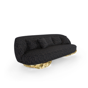 Muebles de Lujo para Sala de Estar de 3 y 4 Plazas, Tela de Lino de Lujo de la Industria Pesada Portuguesa, DV-ANGRA BLACK-01- BOCAS Luxury - Product Image 1