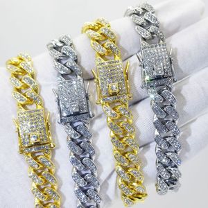 Men's Gold-Plated Cuban Chain with 13mm Moissanite Chain Diamonds Chain, Iced Out Hip-Hop Style Necklace & <b>Bracelet</b> - Product Image 2