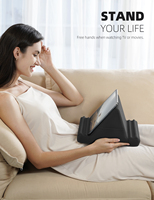Support de lit pour tablette Lamicall PL02, coussin confortable pour les genoux, support multi-angles avec poche latérale pour la lecture