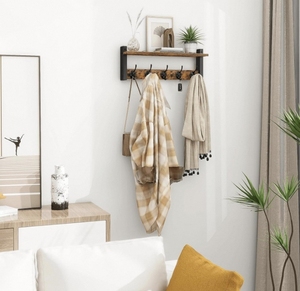 Rústico hecho a mano decoración del hogar abrigo flotante exhibición colgante almacenamiento montado en la pared perchero con ganchos - Product Image 2