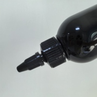 Bouteilles en plastique vides de 60ml 120ml 180ml 250ml Bouteilles rondes noires PET Cosmo avec capuchons torsadés noirs