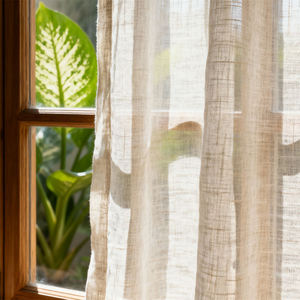 Tissu de rideau en lin 100% lavable, écologique et toutes saisons, style moderne pour une utilisation domestique facile d'entretien - Product Image 4