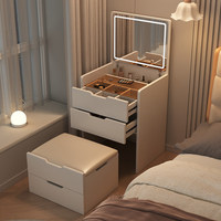 Coiffeuse à rabat avec rangement intégré, style moderne et minimaliste, en bois massif, pour chambre à coucher compacte