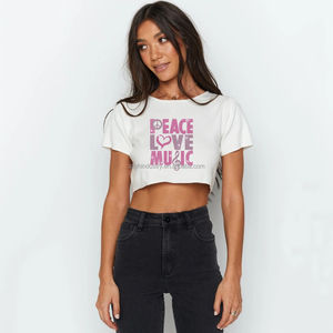 Top Corto in Cotone alla Moda per Donne con Applicazioni Personalizzate di Strass Brillanti, Taglie S M L XL, <span class=keywords><strong>T</strong></span>-<span class=keywords><strong>Shirt</strong></span> Corta con <span class=keywords><strong>Motivi</strong></span> Luccicanti - Product Image 1