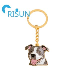 พวงกุญแจโลหะแบบกำหนดเองขายส่ง สำหรับคนรักสุนัขพันธุ์อเมริกันพิทบูลเทอร์เรียร์ ของขวัญพวงกุญแจเคลือบสี - Product Image 6