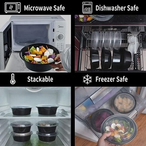 16oz 24oz 32oz 37oz 48oz hình chữ nhật màu đen/vòng nhựa dùng một lần Microwaveable an toàn bữa ăn chuẩn bị hộp đựng thức ăn - Product Image 5