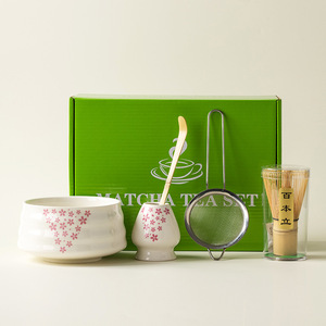 5-Piece japandi phong cách lò nung gốm Matcha <span class=keywords><strong>Set</strong></span> bao gồm Whisk đứng Muỗng cho Nhật Bản Trà <span class=keywords><strong>Set</strong></span> với Hộp quà tặng - Product Image 3