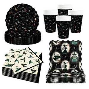 DAMAI Halloween Party Supplies Halloween Paper Plates Napkins Party Disposable Tableware Set Birthday Favor for Halloween Party - Product Image 6