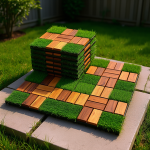 Suelo Modular de Madera de Acacia de 12x12 Pulgadas, Fácil de Instalar, Diseño Rústico para Exteriores, Resistente al Agua - Product Image 2