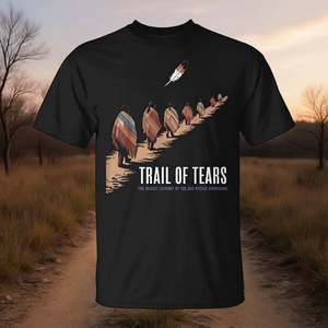 Camiseta Trail Of Tears con diseño de historia nativa americana, negra, unisex - Product Image 3
