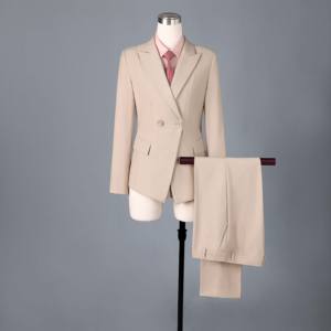 Femmes <span class=keywords><strong>pantalon</strong></span> costumes coréen tenues formelles <span class=keywords><strong>Beige</strong></span> bureau dame Blazer veste travail <span class=keywords><strong>pantalon</strong></span> smoking ensemble vêtements costume d'affaires - Product Image 2