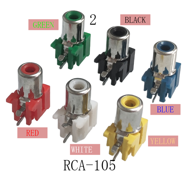 (4PCS/PACK) 90Degree RCA Female Stereo Audio Jack AV Audio Input Socket Connector One Hole RCA-105