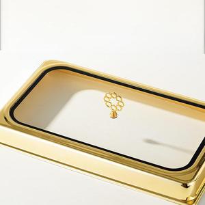 Calentador de Comida Rectangular para Buffet, Chapado en Oro, de 9L, Acero Inoxidable, para Hotel o Restaurante, con Tapa de Vidrio y Quemador de Alcohol - Product Image 3