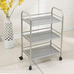High-quality Modern Stainless Steel Beauty Salon Trolley Two <b>Shelves</b> Two Drawers 4-Wheel for Beauty Salons Bathrooms Bedrooms - Product Image 6
