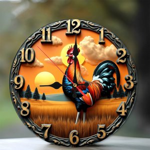 <b>Round</b> Wooden Wall Clock 25cm Silent Non Ticking Living Room Bedroom Hanging Clock - Product Image 2