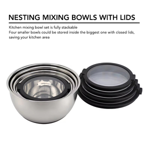 <span class=keywords><strong>Ciotole</strong></span> di miscelazione in <span class=keywords><strong>acciaio</strong></span> inossidabile antiscivolo per sbattere le <span class=keywords><strong>ciotole</strong></span> di smistamento della cucina per la cottura di insalata <span class=keywords><strong>con</strong></span> filtro - Product Image 2