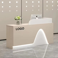 Comptoir de réception moderne minimaliste avec éclairage LED, logo personnalisé, table de réception pour salon de beauté, bureau, clinique, hôtel