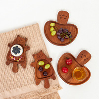 Assiette de service en bois créative en forme d'animal de dessin animé pour dîner, collations, desserts, fruits et café