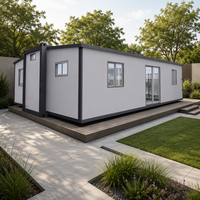 Maison conteneur modulaire de luxe extensible et personnalisable avec panneaux sandwich, dotée d'une salle de bain et d'une cuisine, pour projets hôteliers et de complexes de villégiature
