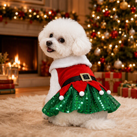 Tenues de Noël et du Nouvel An chinois populaires : Robes mignonnes en velours et 100 % coton pour chiens et chats, bandeaux et jupes en maille – Vêtements de fête