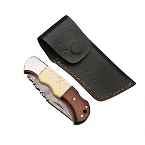 High Quality Damascus Steel Twist Folding Blade Survival Pocket Knife with Pakka Wood Handle 58 HRC Back Lock 3-Year Warranty - Product Image 3