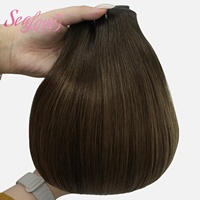 Extensions de cheveux à clips SL en stock Qingdao Invisible Genius Weft 100% cheveux humains russes Remy bruts