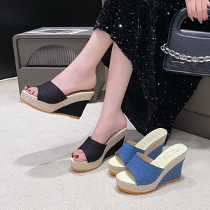 Sandalias de Plataforma <span class=keywords><strong>con</strong></span> Cuña de Mezclilla para Mujer, Punta Abierta, Estilo Espadrille, Tacón Alto, Antideslizantes, de Verano, Casuales, Tallas Grandes, para Playa - Product Image 2