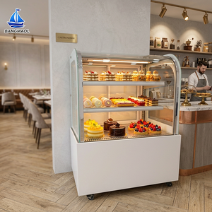 Vitrine de boulangerie éco-responsable et économe en énergie, à faible niveau sonore, avec vitrine réfrigérée en verre incurvé pour comptoir de bistrot - Product Image 1