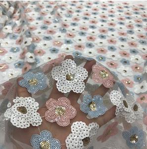 Nouveaux produits maille Sequin tissu haute qualité fleur Sequin tissu pour femmes Performance vêtements robes <span class=keywords><strong>de</strong></span> soirée - Product Image 2