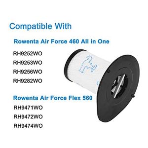 2 filtres HEPA compatibles avec Rowenta <span class=keywords><strong>Air</strong></span> <span class=keywords><strong>Force</strong></span> <span class=keywords><strong>460</strong></span> tout-en-un Rh92xx <span class=keywords><strong>Air</strong></span> <span class=keywords><strong>Force</strong></span> Flex 560 Rh94xx Pièce ZR009002 Remplacement pour aspirateur - Product Image 2
