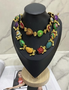 Retro Punk coleottero a forma di cuore <span class=keywords><strong>coccinella</strong></span> croce a forma di fiocco colorato di moda gioielli <span class=keywords><strong>collana</strong></span> a catena per feste e regali - Product Image 3