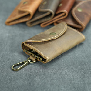 Porte-clés en cuir Crazy Horse fait main Andong, porte-cartes, emplacements pour cartes, porte-clés en cuir de vache véritable, portefeuille de poche, sac à main rétro pour homme - Product Image 3