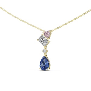Original Jewelry Design Manufacturer Geometric Heart <strong>Ruby</strong> Gemstone Yellow Cubic Zirconia Modern Tiered Cascade Drop <strong>Necklace</strong> - Product Image 5