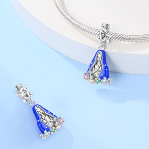 Colgante de Plata 925 con Esmalte de Cobre de la Virgen María, Amuleto de Joyería, Pulsera de Nuestra Señora, Regalo Religioso para Mujeres Católicas - Product Image 3